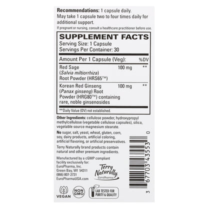 Terry Naturally, Red Sage Plus With HRG80 Red Ginseng, 30 Capsules