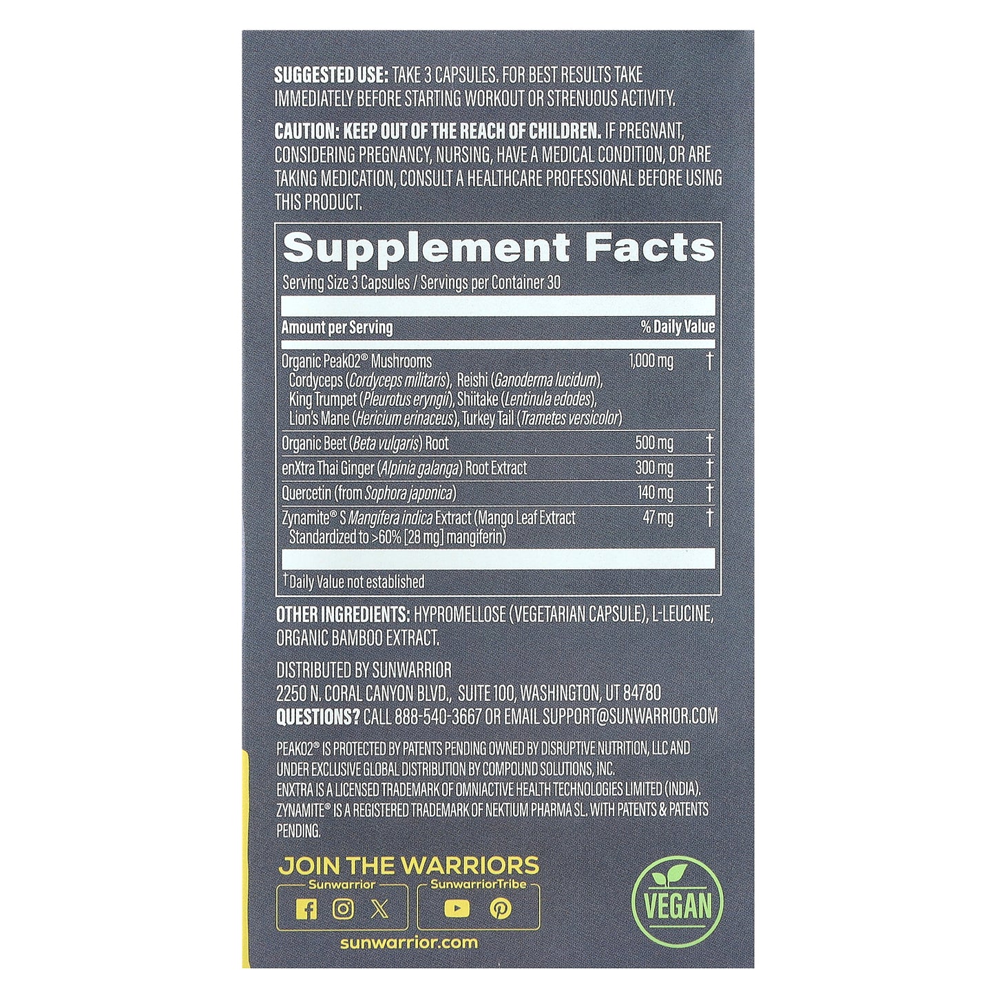 Sunwarrior, Pre-Workout, Energy & Stamina, 90 Vegan Capsules