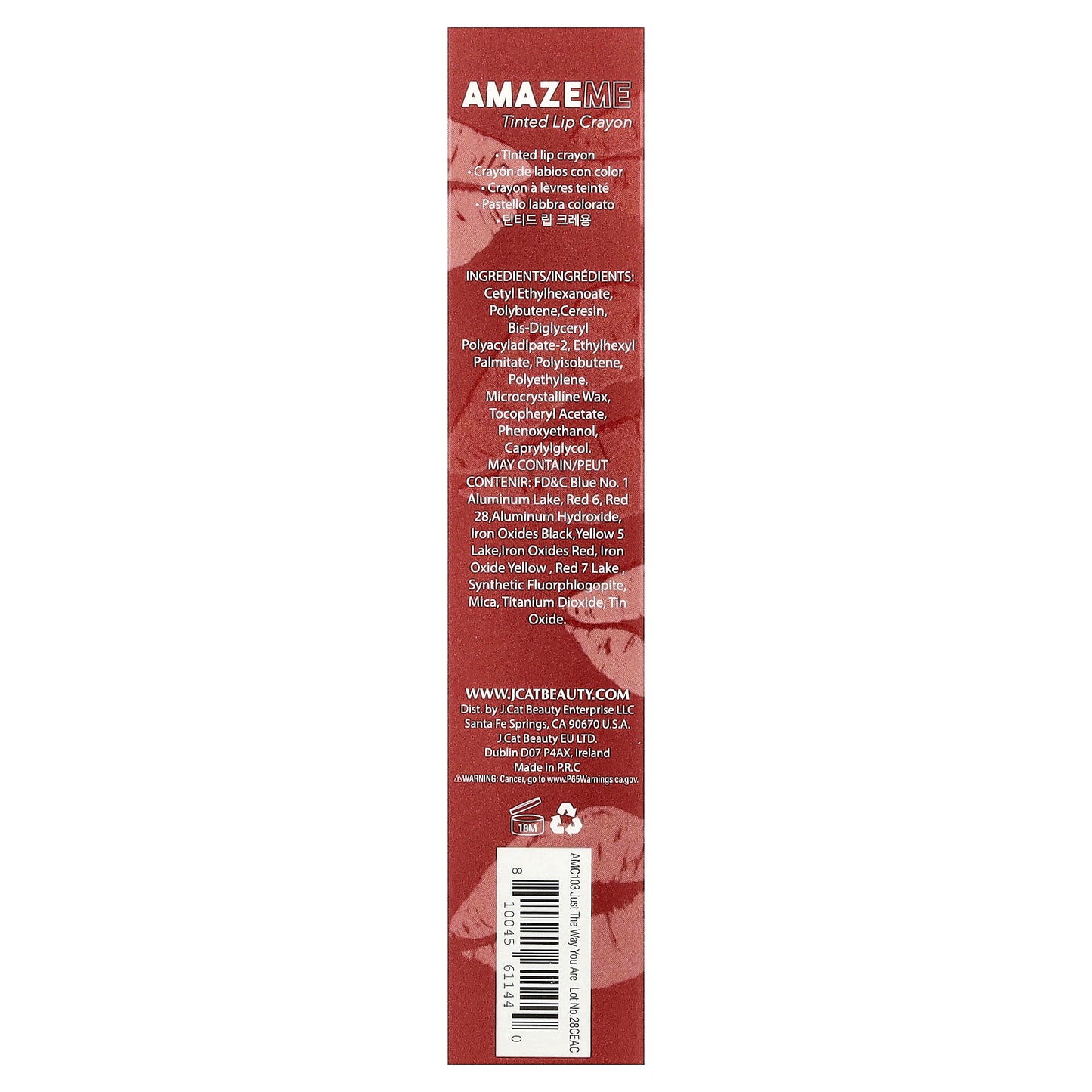 J.Cat Beauty, Amaze Me, Tinted Lip Crayon, AMC103 Just The Way You Are, 0.14 oz (4 g)