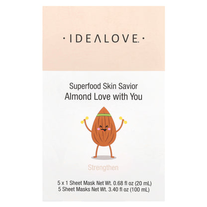 Idealove, Superfood Skin Savior, Almond Love with You, 5 Beauty Sheet Masks, 0.68 fl oz (20 ml) Each