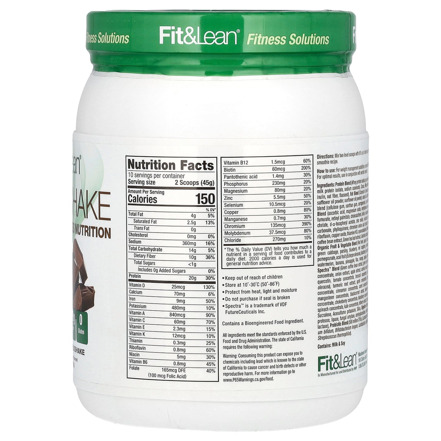 Fit & Lean, Meal Shake, Complete Fitness Nutrition, Chocolate Milkshake, 1 lb (450 g)