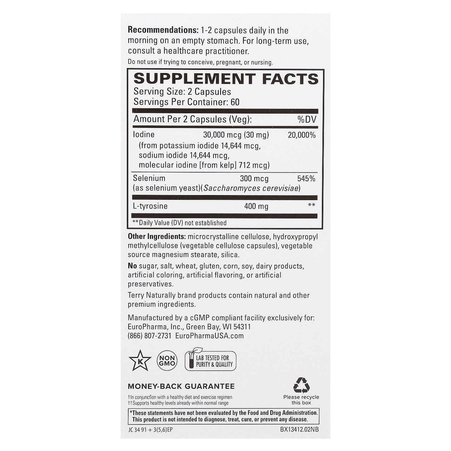 Terry Naturally, Thyroid Care Plus with Selenium, 120 Capsules