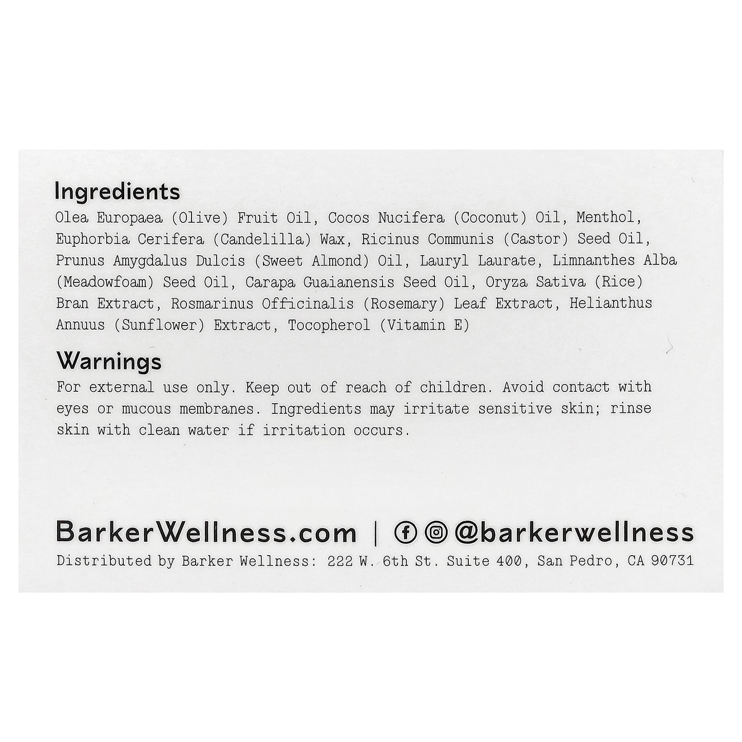 Barker Wellness Co, Muscle Therapy Balm, 4 oz (120 ml)