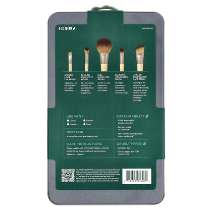EcoTools, Start The Day Beautifully Brush Set, 5 Piece Set & Storage Tin