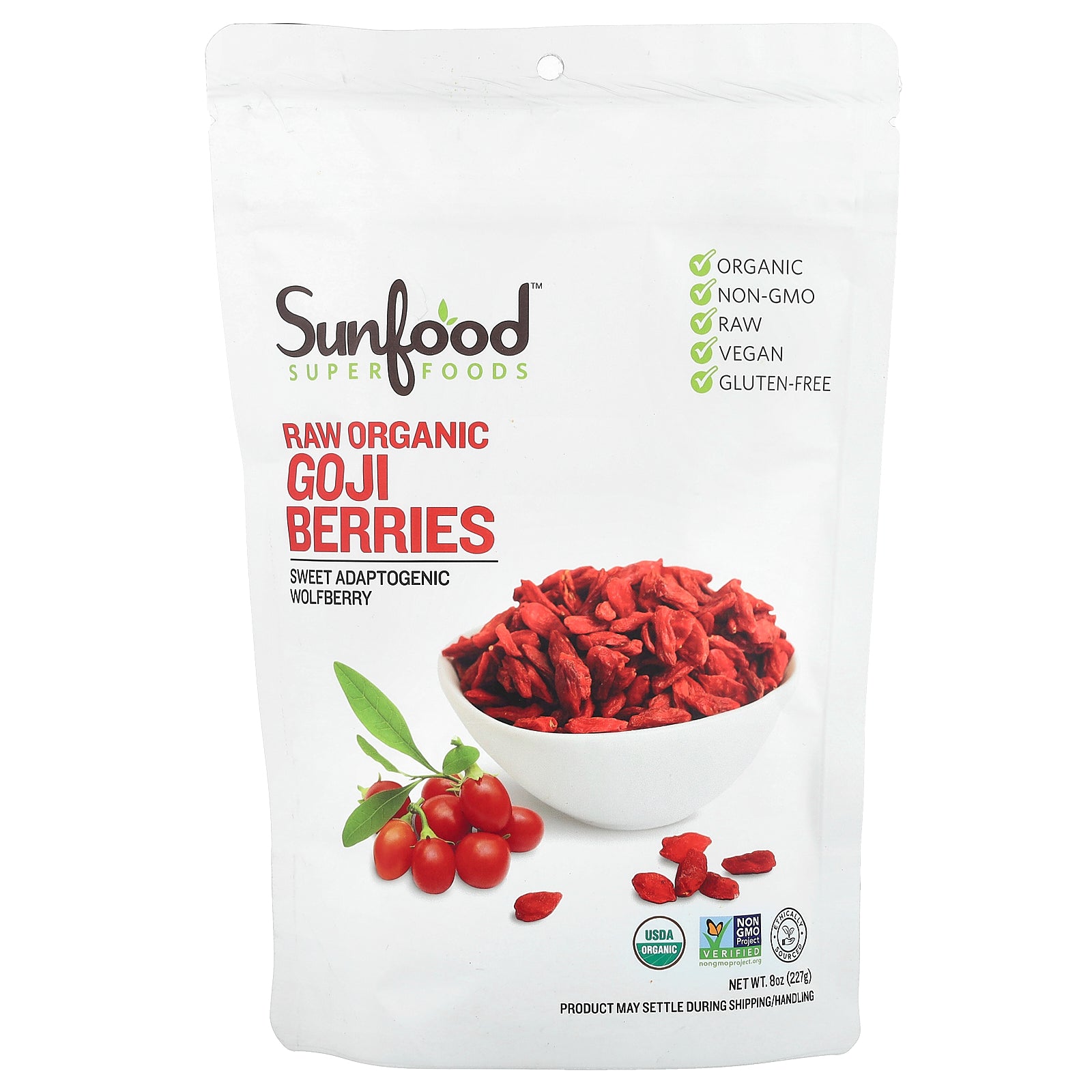 Sunfood, Raw Organic Goji Berries, 8 oz (227 g)