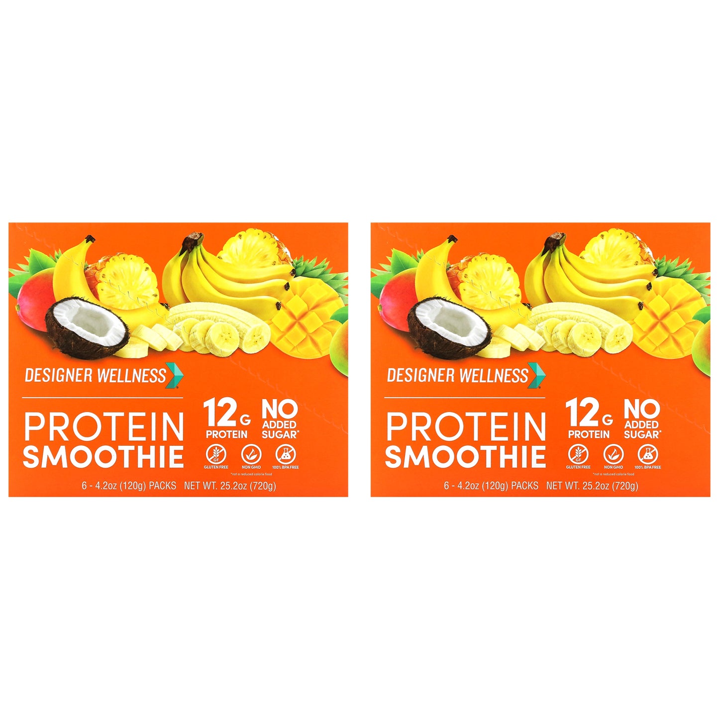 Designer Wellness, Protein Smoothie, Tropical Fruit, 12 Pack, 4.2 oz (120 g) Each