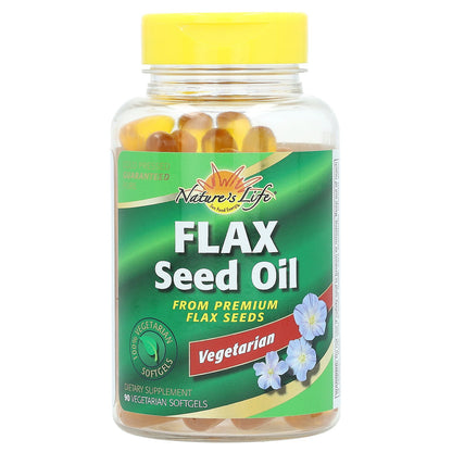 Nature's Life, Flax Seed Oil, 90 Vegetarian Softgels (1,000 mg per Softgel)