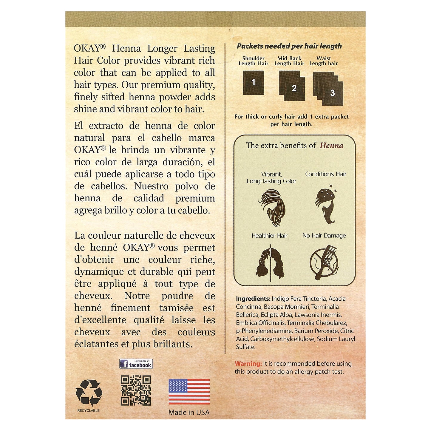 Okay Pure Naturals, Henna, Long-Lasting Hair Color, Dark Brown , 2 oz (56.7 g)