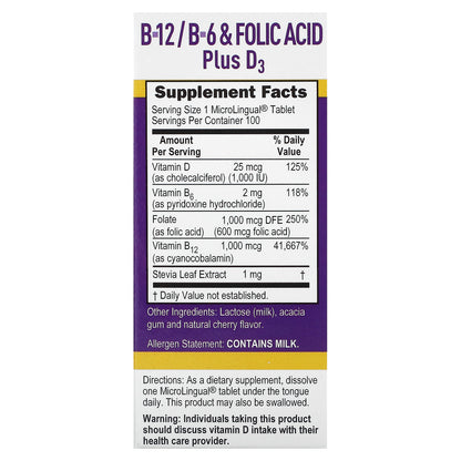 Superior Source, B-12, B-6 & Folic Acid, Plus D3, 100 MicroLingual Instant Dissolve Tablets