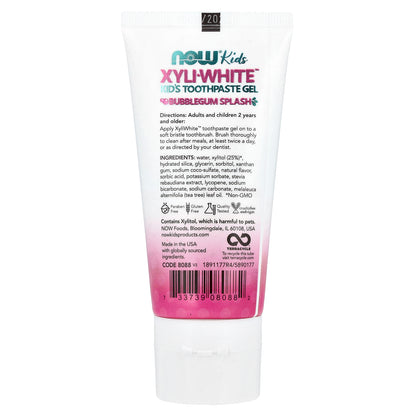 NOW Foods, Xyli-White™, Kid's Toothpaste Gel, Bubblegum Splash, 3 oz (85 g)