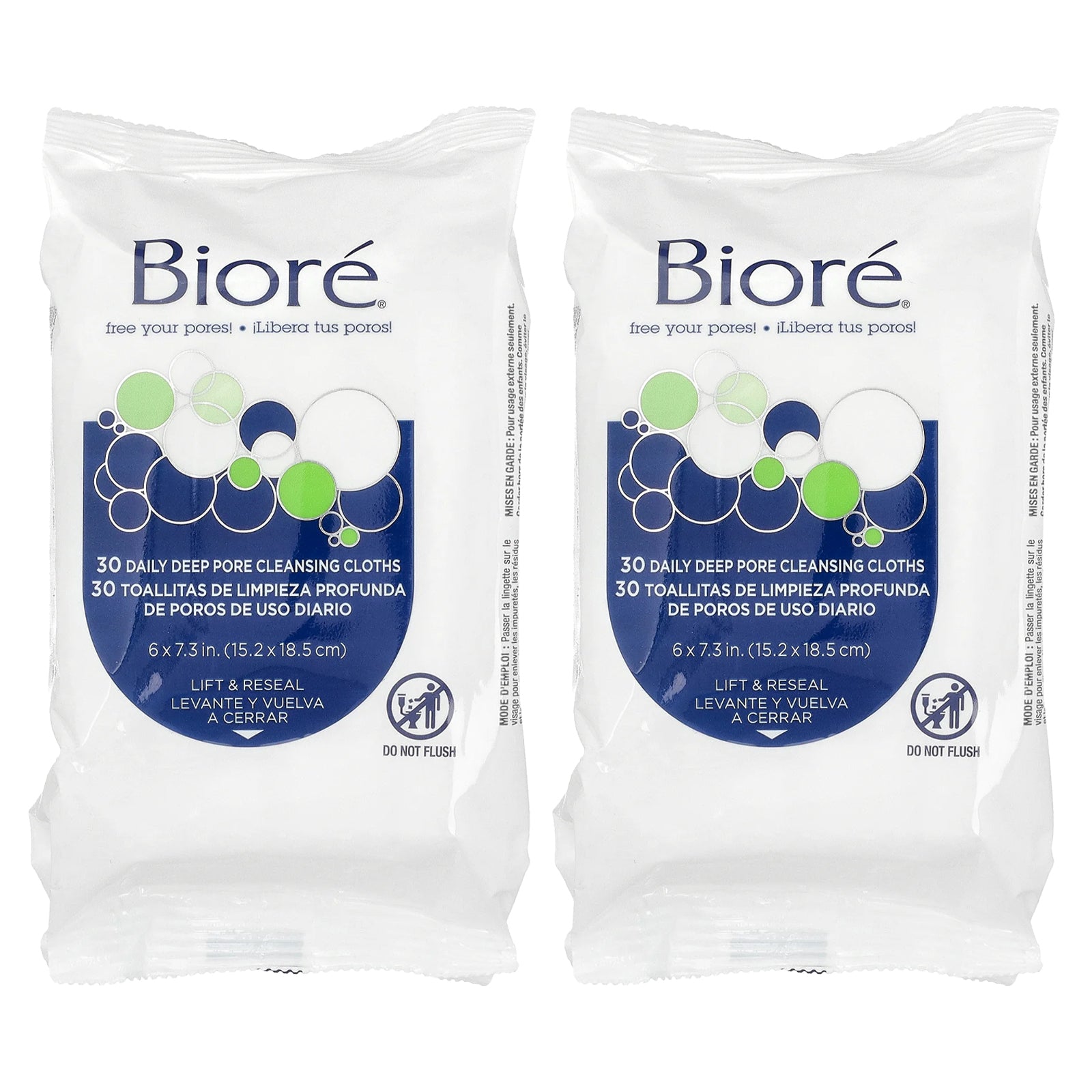 Biore, Daily Deep Pore Cleansing Cloths, 60 Pre-Moistened Cloths