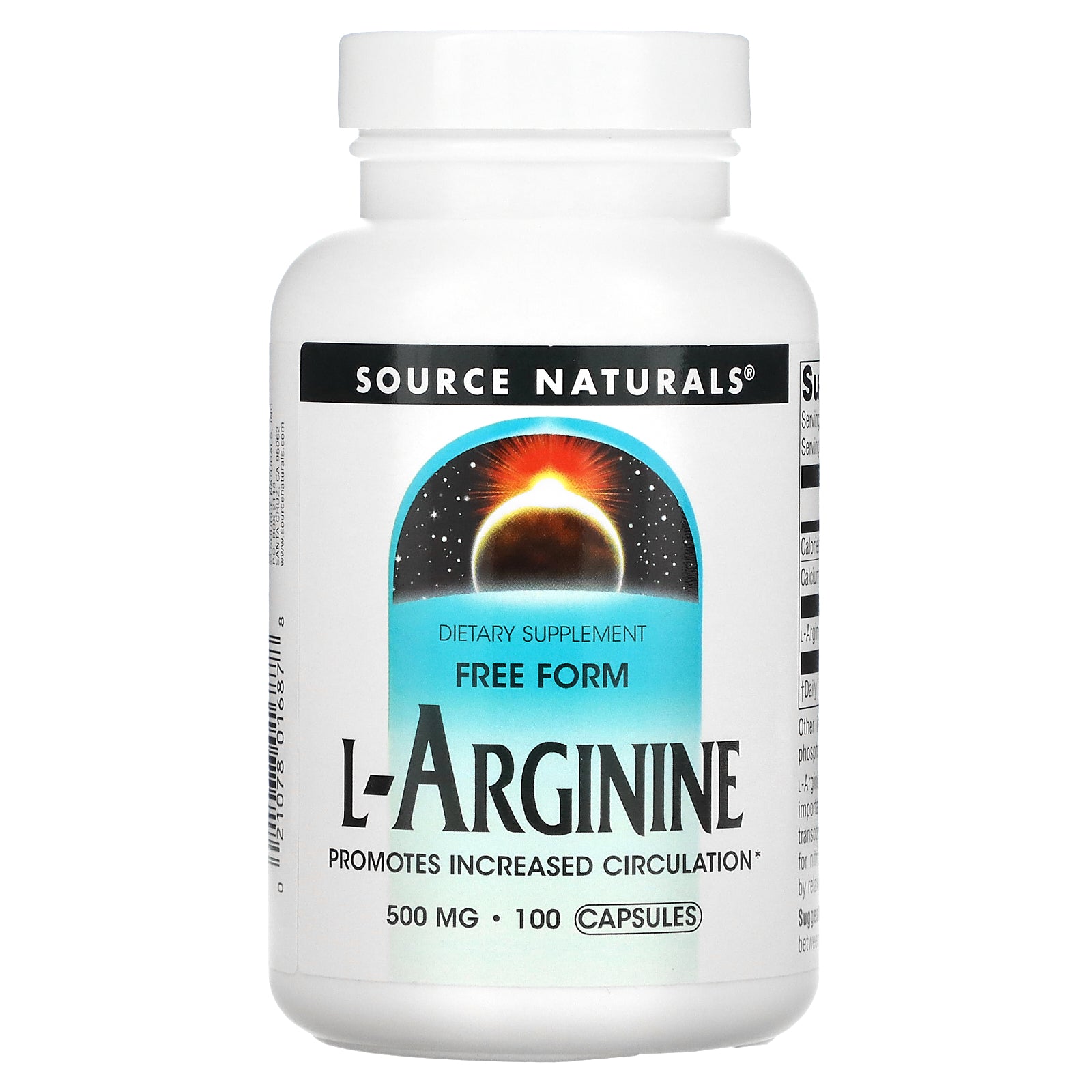 Source Naturals, L-Arginine, Free Form, 500 mg, 100 Capsules