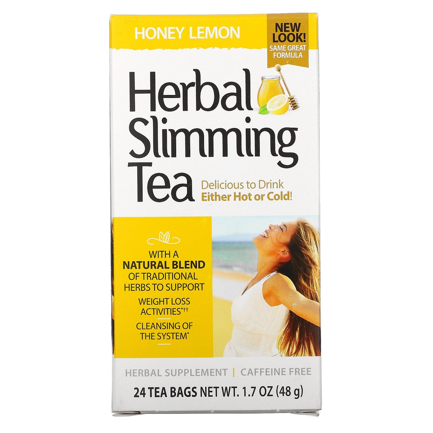 21st Century, Herbal Slimming Tea, Honey Lemon, Caffeine Free, 24 Tea Bags, 1.7 oz (48 g)