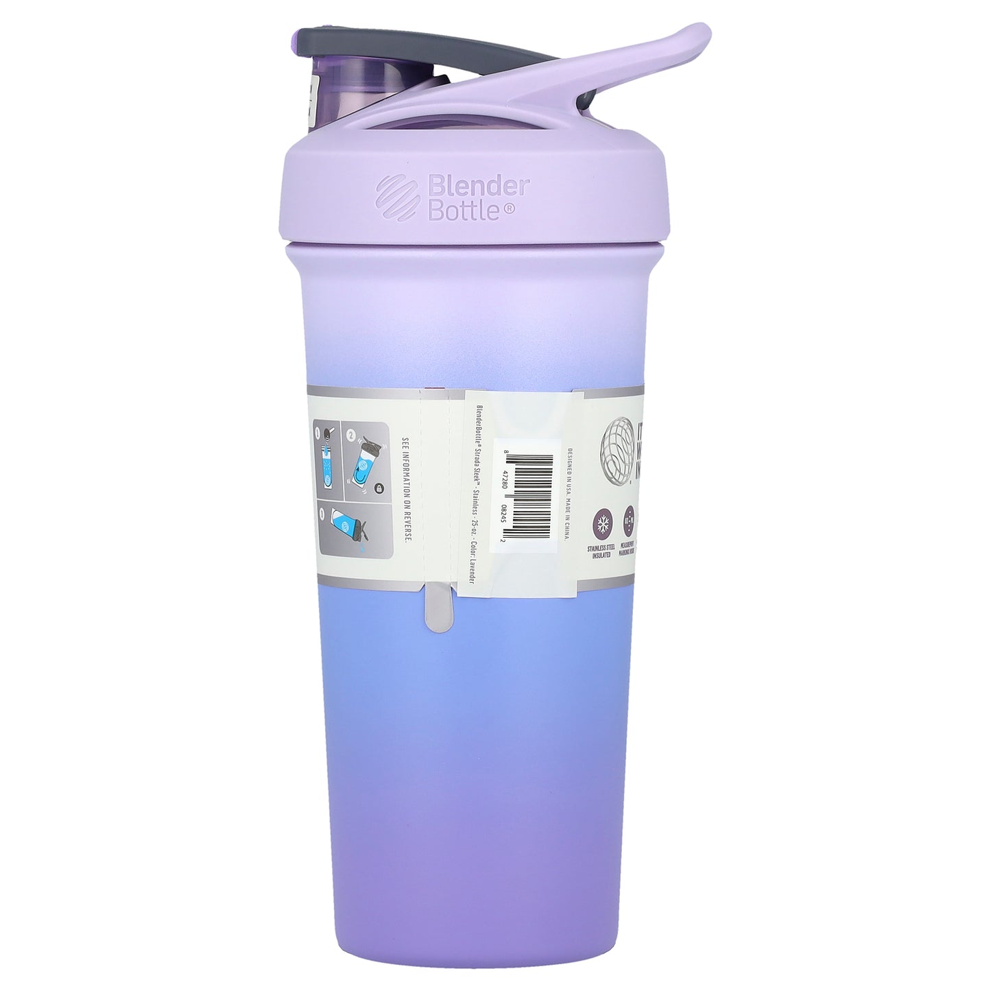 Blender Bottle, Strada Sleek™, Insulated Stainless Steel, Lavender, 25 oz (740 ml)