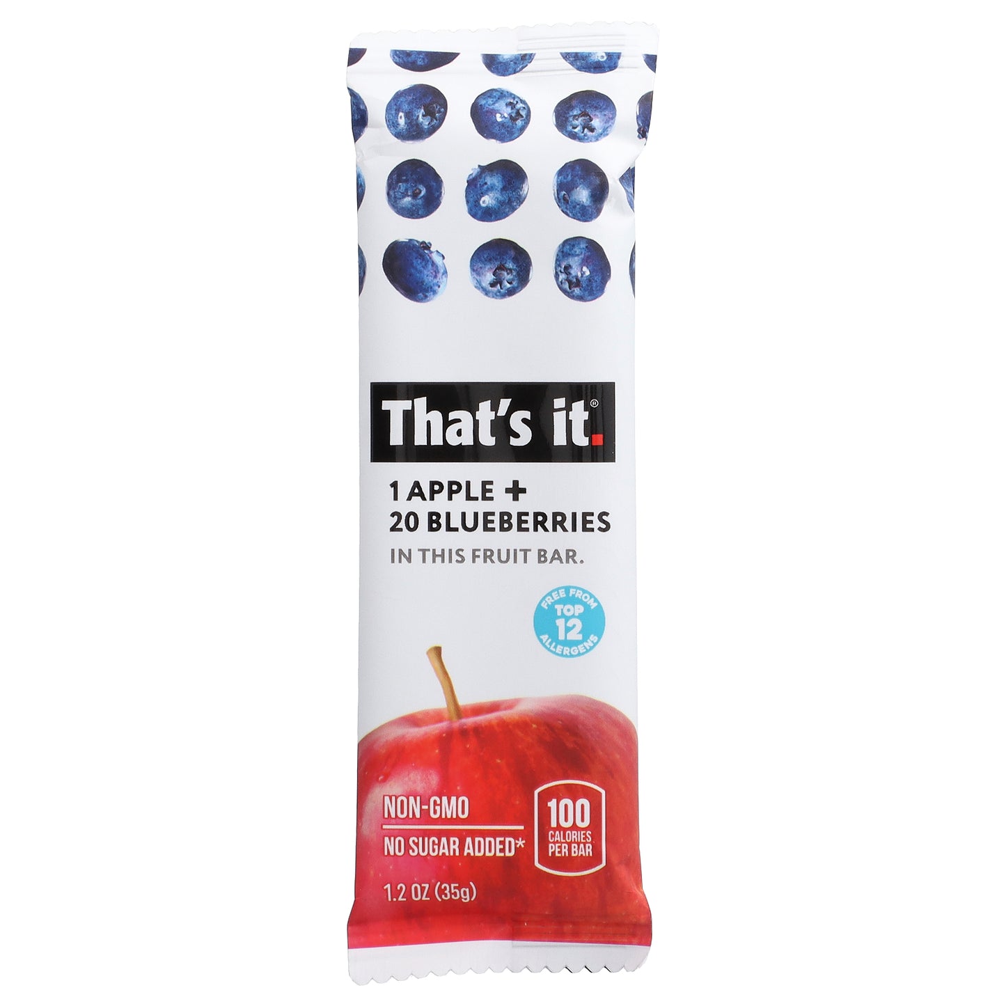 That's It, Fruit Bars, Apple + Blueberries, 12 Bars, 1.2 oz (35 g) Each