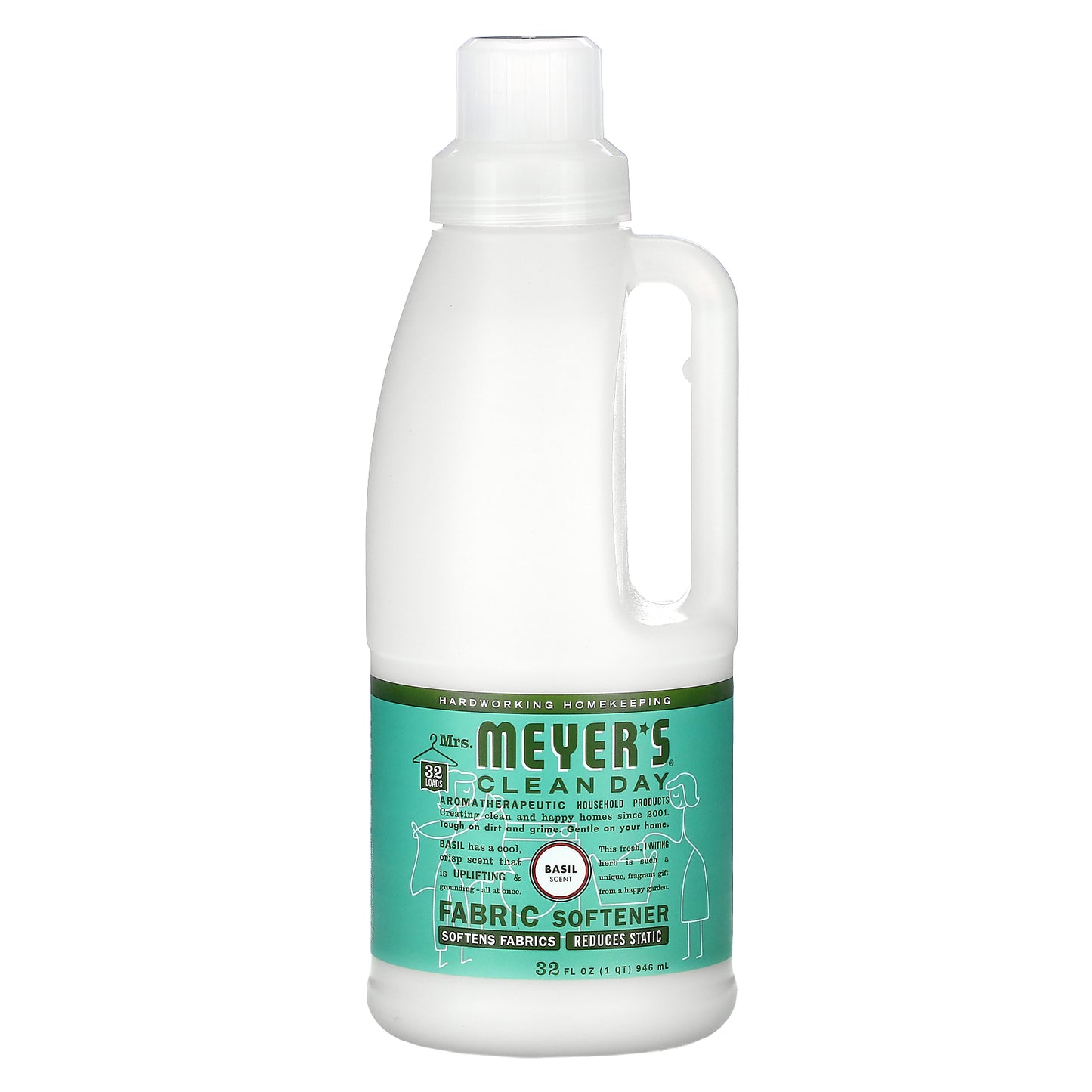 Mrs. Meyers Clean Day, Fabric Softener, Basil, 32 fl oz (946 ml)