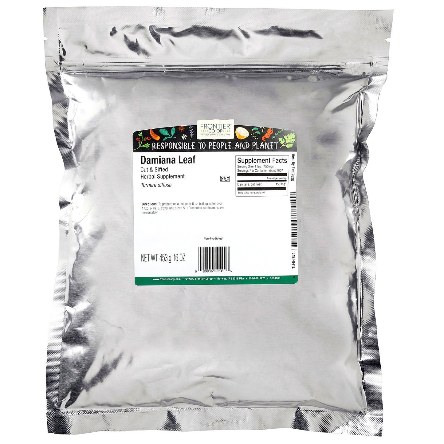 Frontier Co-op, Cut & Sifted Damiana Leaf, 16 oz (453 g)