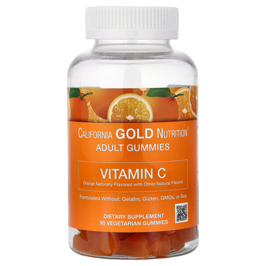 California Gold Nutrition, Vitamin C Gummies with Vitamin A from 100% Beta-Carotene, 90 Vegetarian Gummies