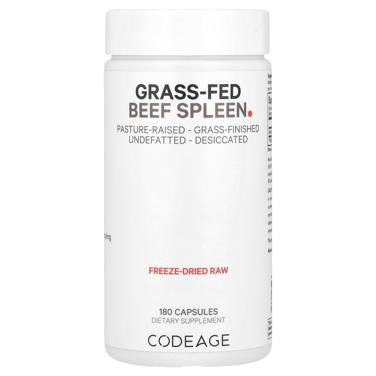 Codeage, Grass-Fed Beef Spleen, 500 mg, 180 Capsules