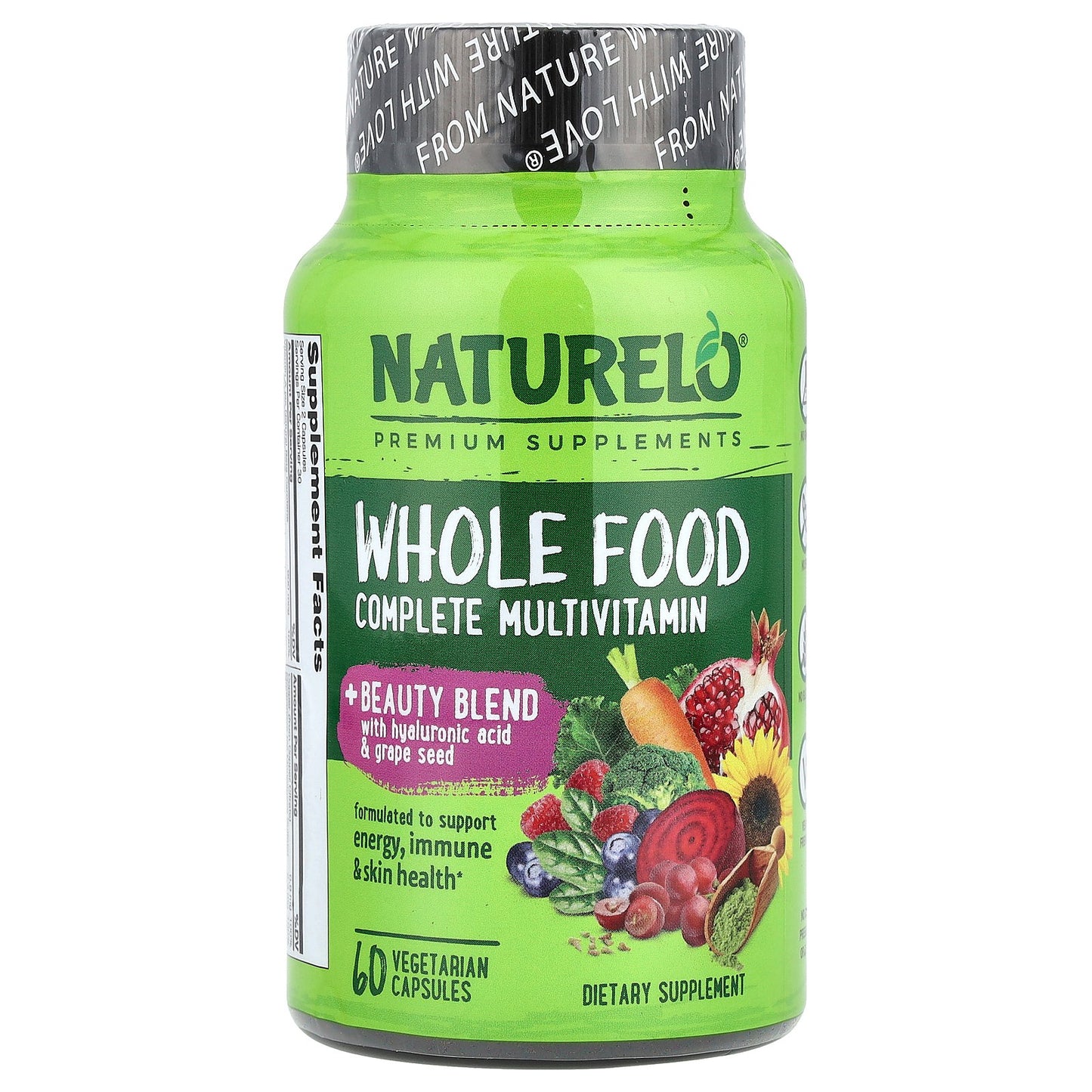 NATURELO, Whole Food Complete Multivitamin + Beauty Blend, 60 Vegetarian Capsules