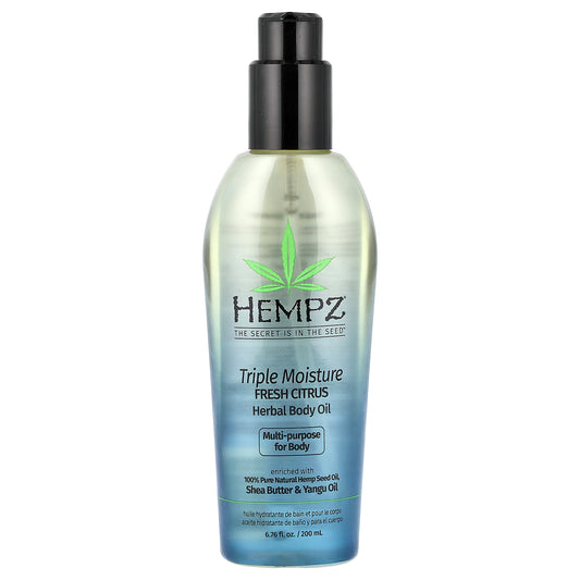 Hempz, Herbal Body Oil, Triple Moisture Fresh Citrus, 6.76 fl oz (200 ml)