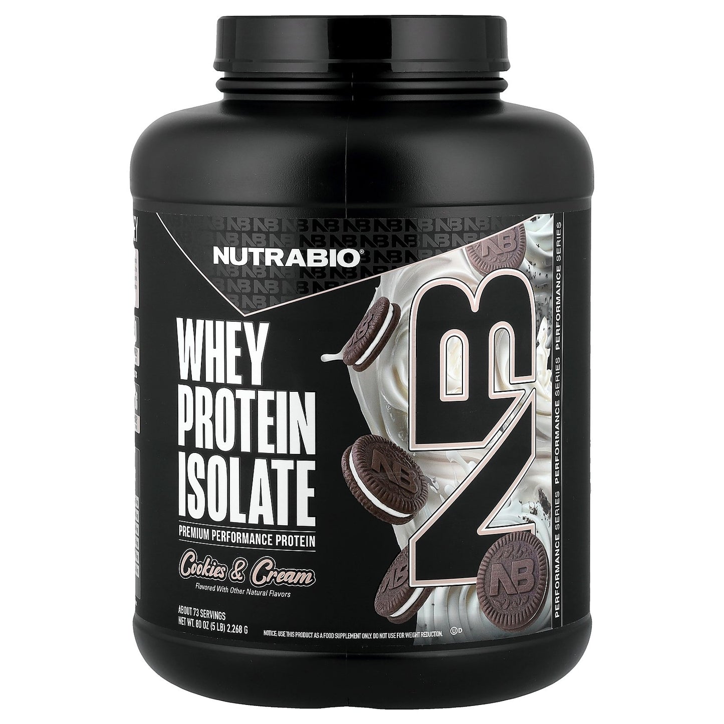 NutraBio, Whey Protein Isolate, Cookies & Cream, 5 lb (2,268 g)