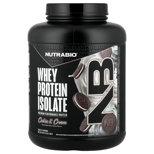 NutraBio, Whey Protein Isolate, Cookies & Cream, 5 lb (2,268 g)