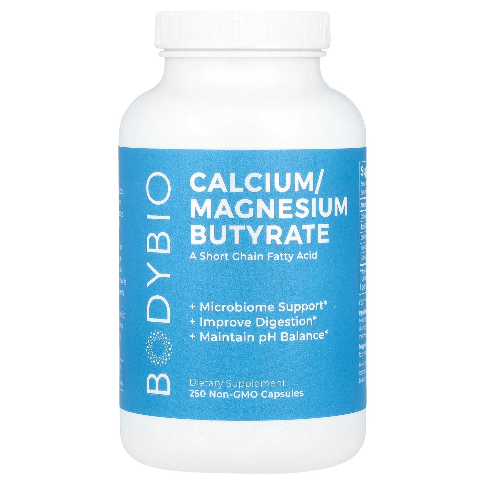 BodyBio, Calcium/Magnesium Butyrate, 250 Non-GMO Capsules