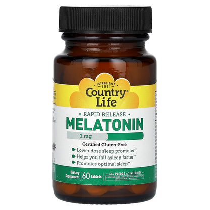 Country Life, Melatonin, Rapid Release , 1 mg, 60 Tablets