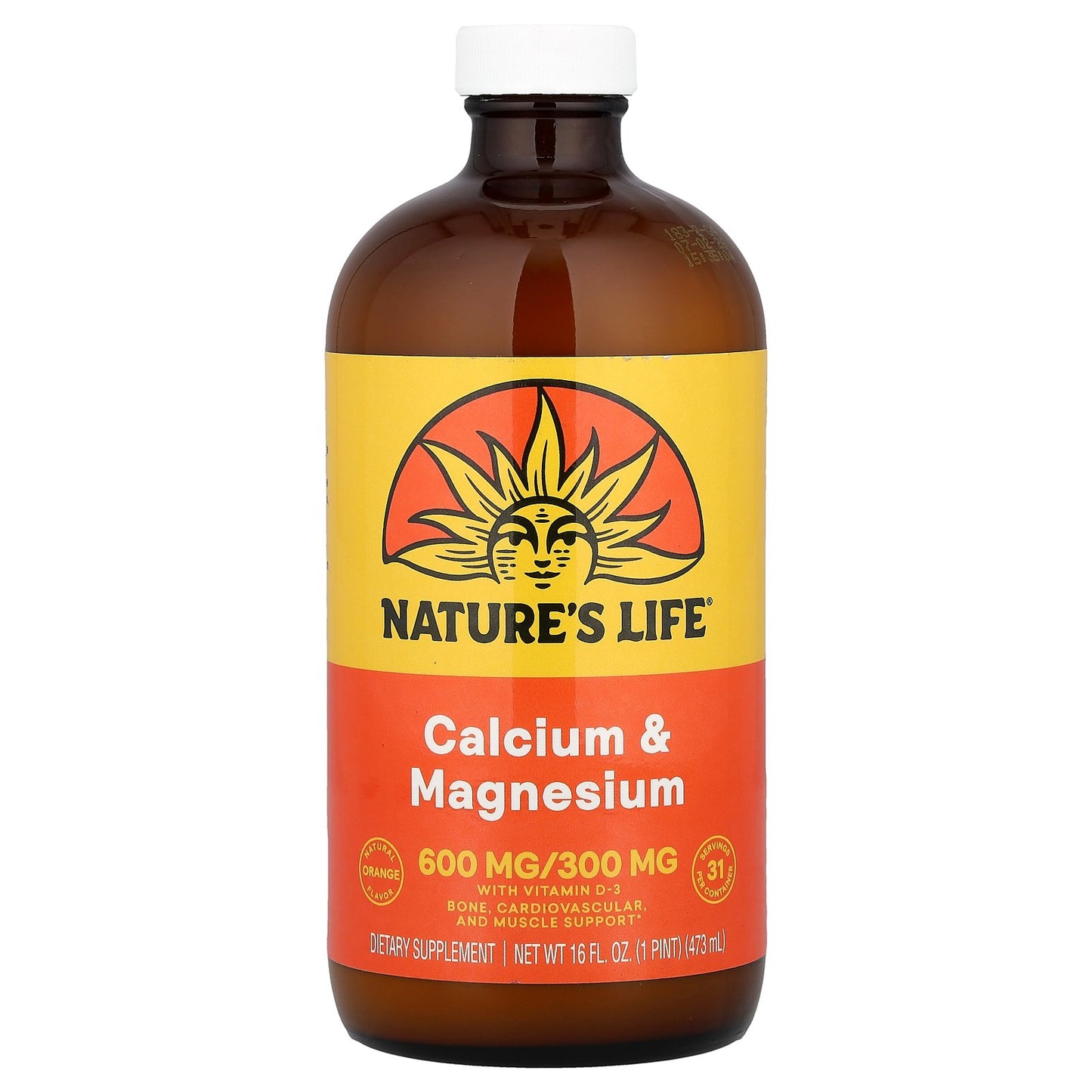 Nature's Life, Calcium & Magnesium, Natural Orange, 16 fl oz (473 ml)