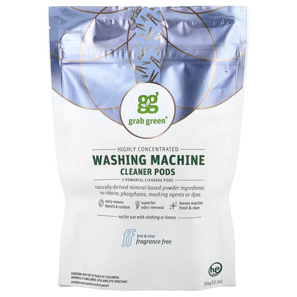 Grab Green, Washing Machine Cleaner Pods, Fragrance Free, 12.5 oz (354 g)