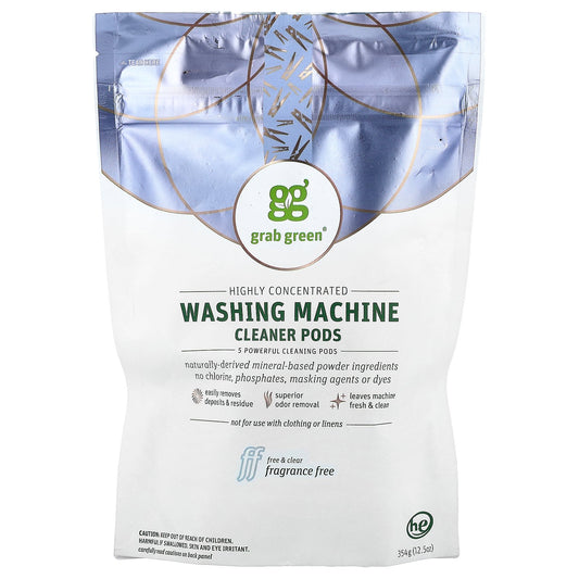 Grab Green, Washing Machine Cleaner Pods, Fragrance Free, 12.5 oz (354 g)