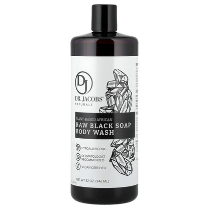 Dr. Jacobs Naturals, Plant-Based African Raw Black Soap Body Wash, 32 oz (946 ml)