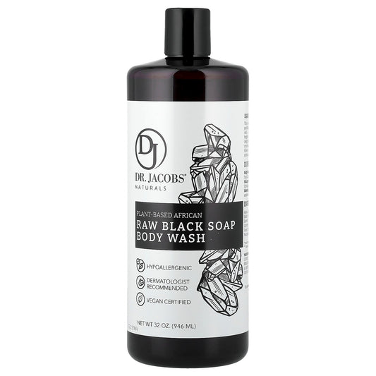 Dr. Jacobs Naturals, Plant-Based African Raw Black Soap Body Wash, 32 oz (946 ml)