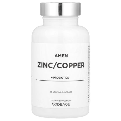 Codeage, Amen, Zinc/Copper + Probiotics, 90 Vegetable Capsules