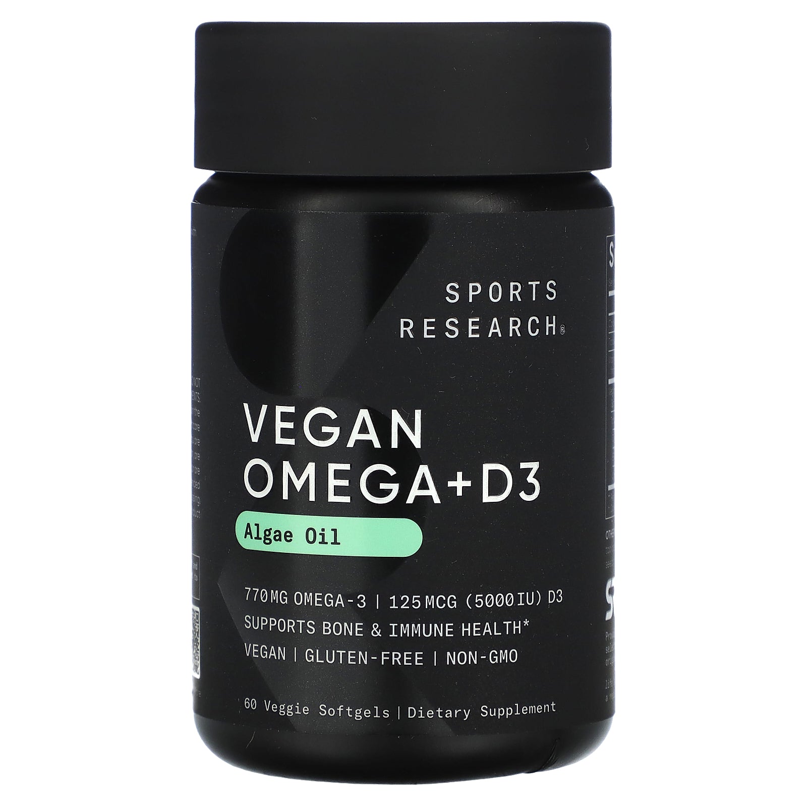 Sports Research, Vegan Omega + D3, 60 Veggie Softgels
