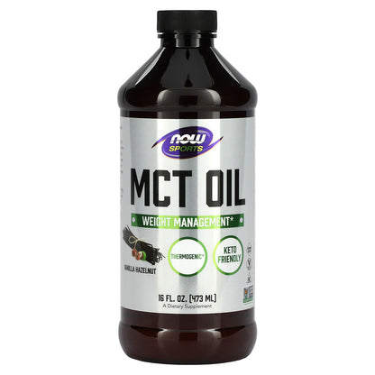 NOW Foods, Sports, MCT Oil, Vanilla Hazelnut, 16 fl oz (473 ml)