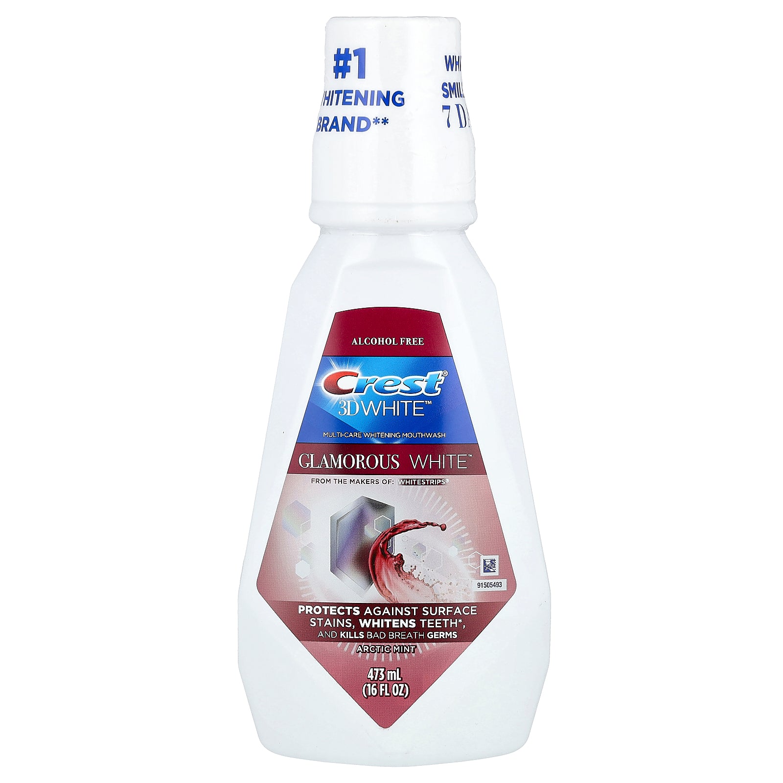 Crest, 3D White™, Multi-Care Whitening Mouthwash, Glamorous White™, Alcohol Free, Arctic Mint, 16 fl oz (473 ml)