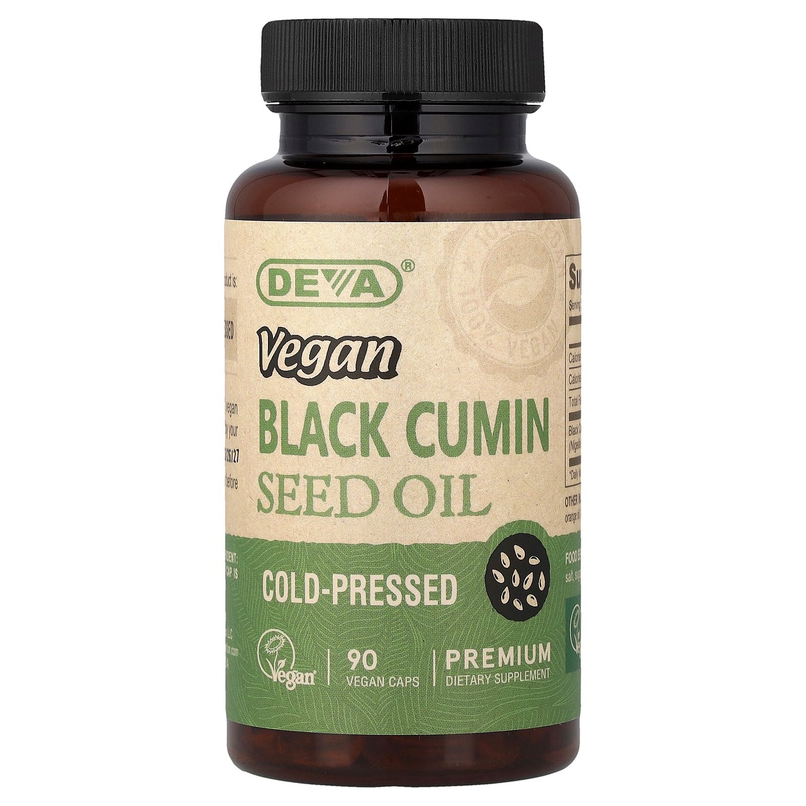 Deva, Vegan Black Cumin Seed Oil, 90 Vegan Caps (500 mg per Capsule)