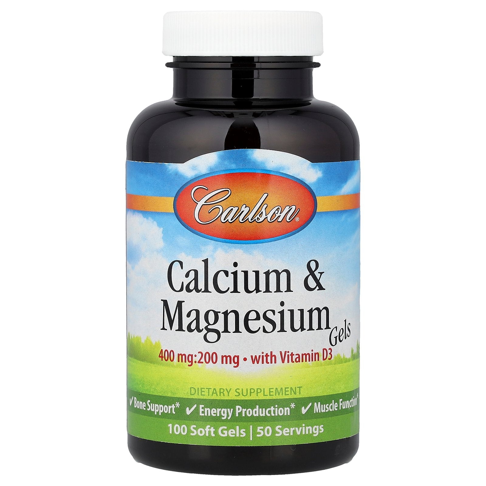 Carlson, Calcium & Magnesium Gels with Vitamin D3, 100 Soft Gels