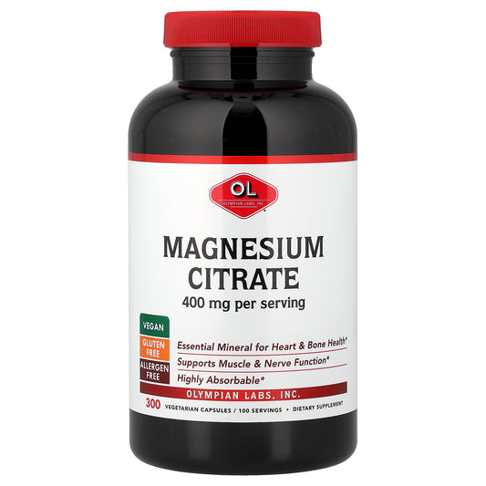 Olympian Labs, Magnesium Citrate, 300 Vegetarian Capsules (133 mg per Capsule)