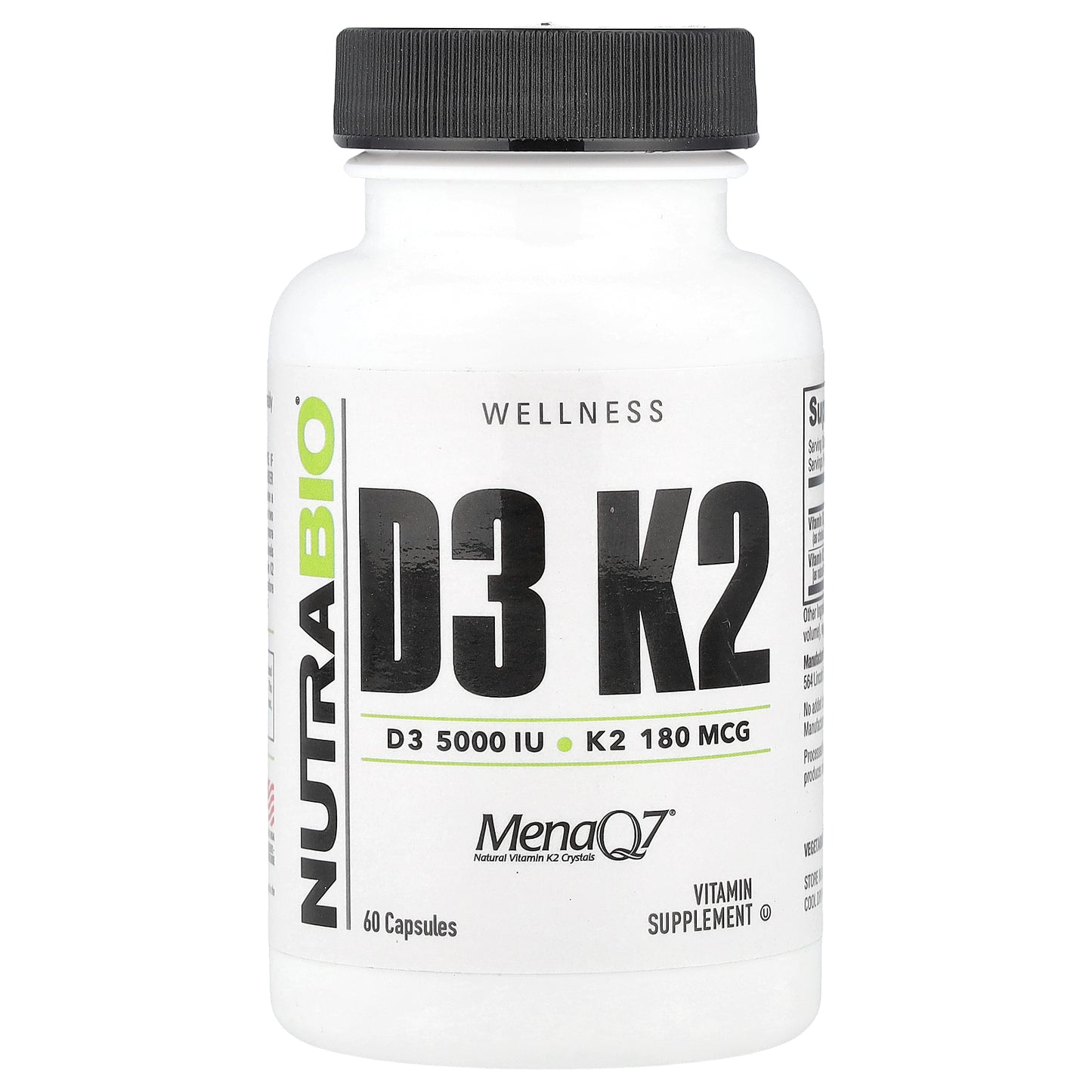 NutraBio, D3 K2, 60 Capsules