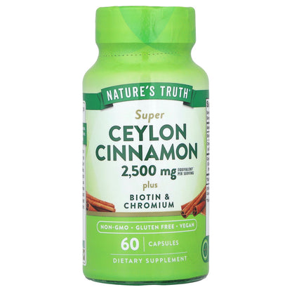 Nature's Truth, Super Ceylon Cinnamon Plus Biotin & Chromium, 60 Capsules