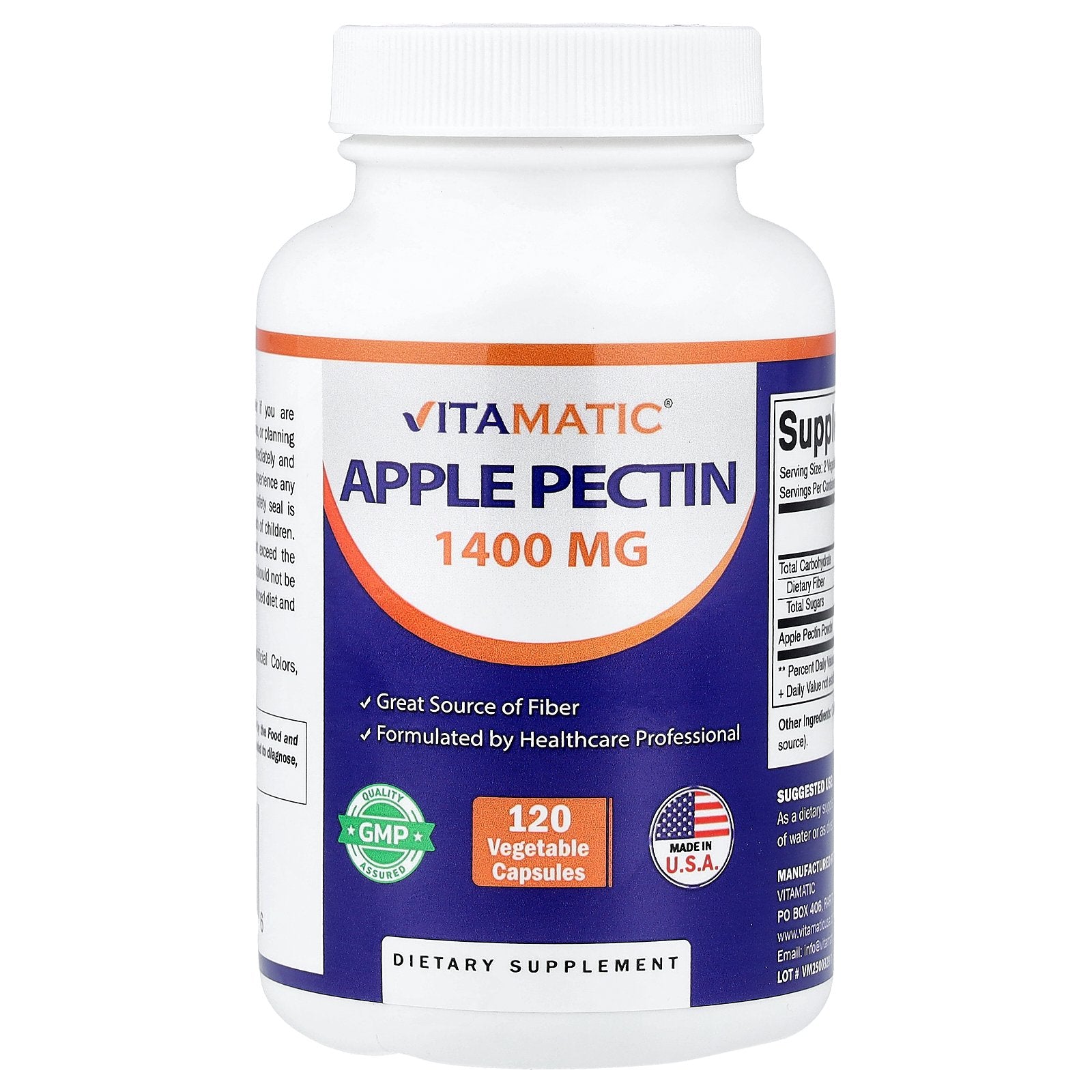 Vitamatic, Apple Pectin, 120 Veggie Capsules (700 mg per Capsule)