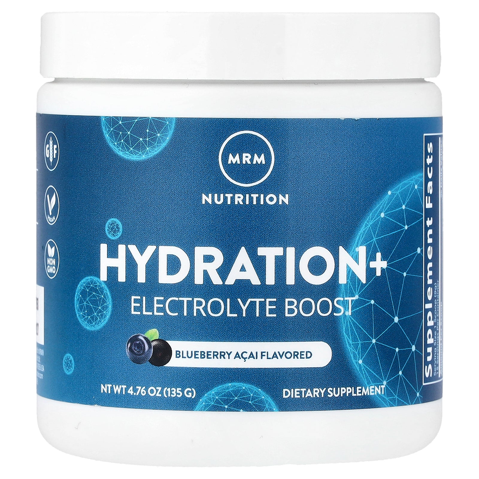 MRM Nutrition, Hydration+ Electrolyte Boost, Blueberry Acai, 4.76 oz (135 g)