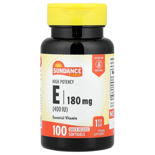 Sundance Vitamins, High Potency E, 180 mg (400 IU), 100 Quick Release Softgels