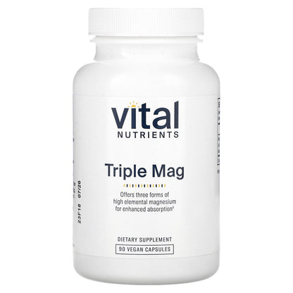 Vital Nutrients, Triple Mag, 500 mg, 90 Vegan Capsules (250 mg Per Capsule)