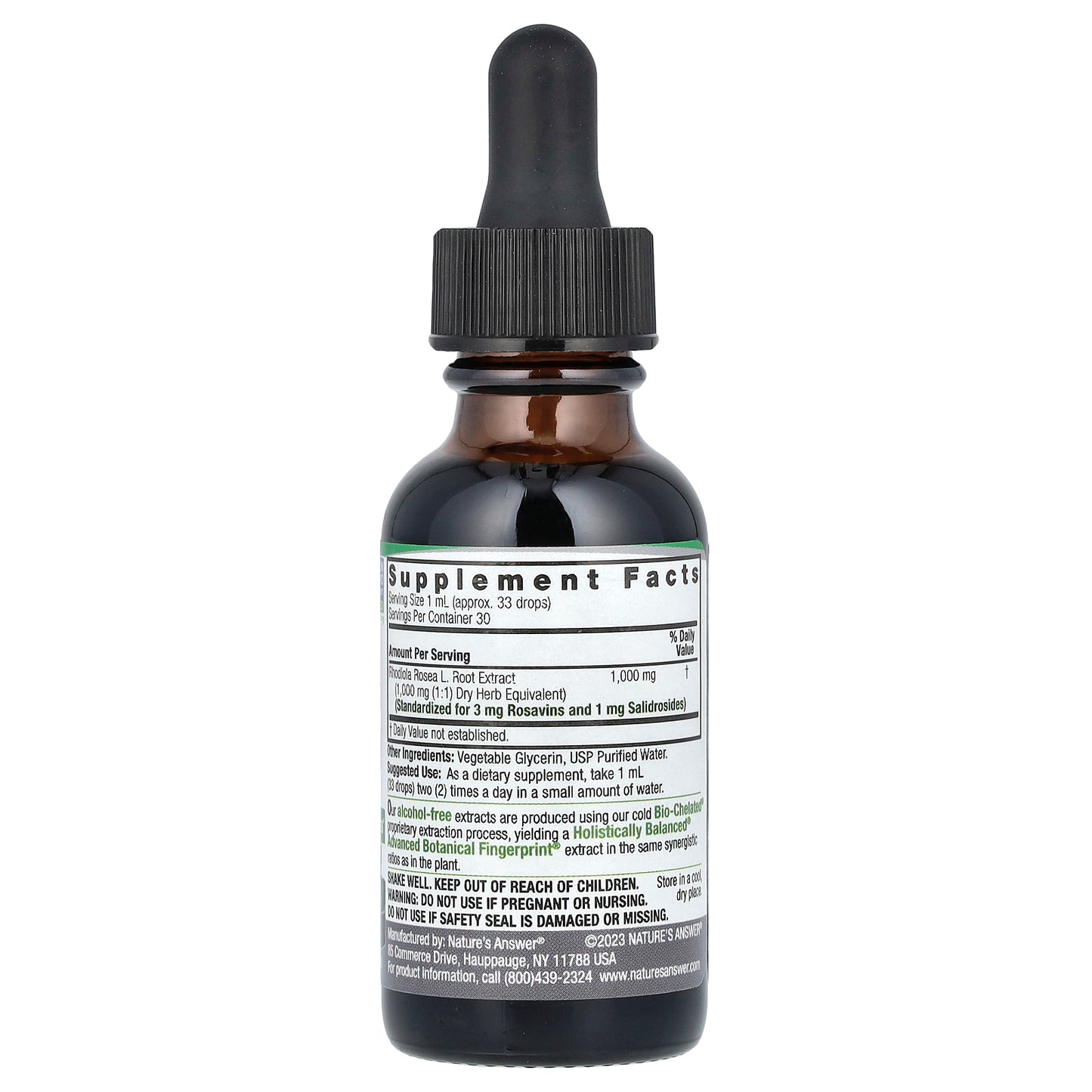 Nature's Answer, Rhodiola Root, Standardized Fluid Extract, Alcohol-Free, 1,000 mg, 1 fl oz (30 ml)