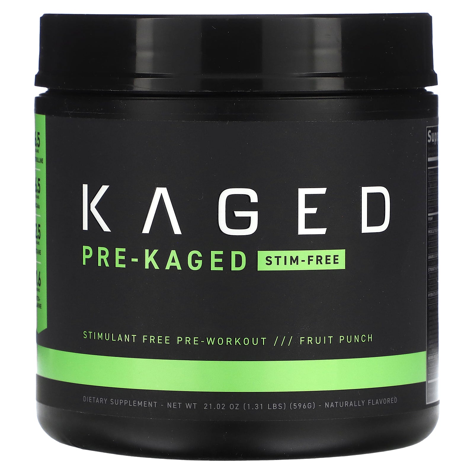 Kaged, Pre-Kaged, Stimulant Free Pre-Workout, Fruit Punch, 1.31 lb (596 g)