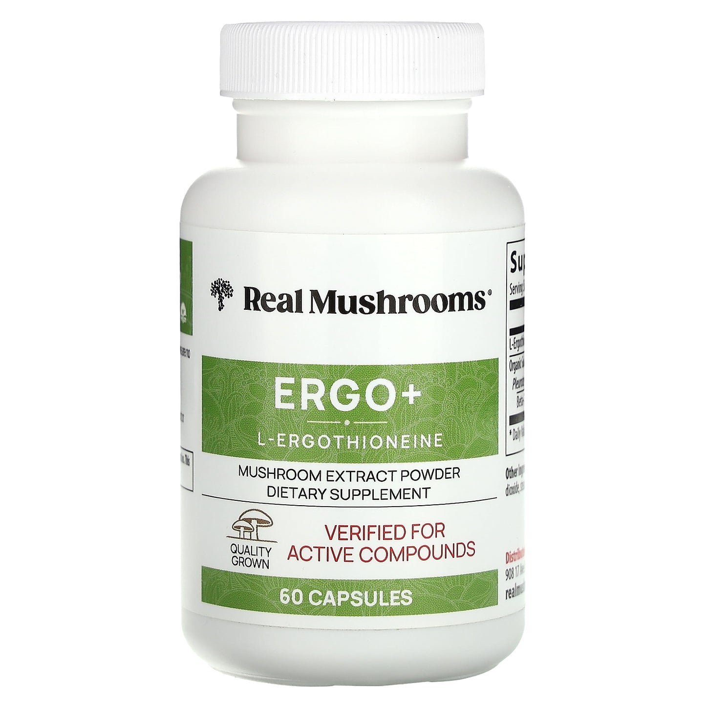 Real Mushrooms, ERGO + L-Ergothioneine, 60 Capsules